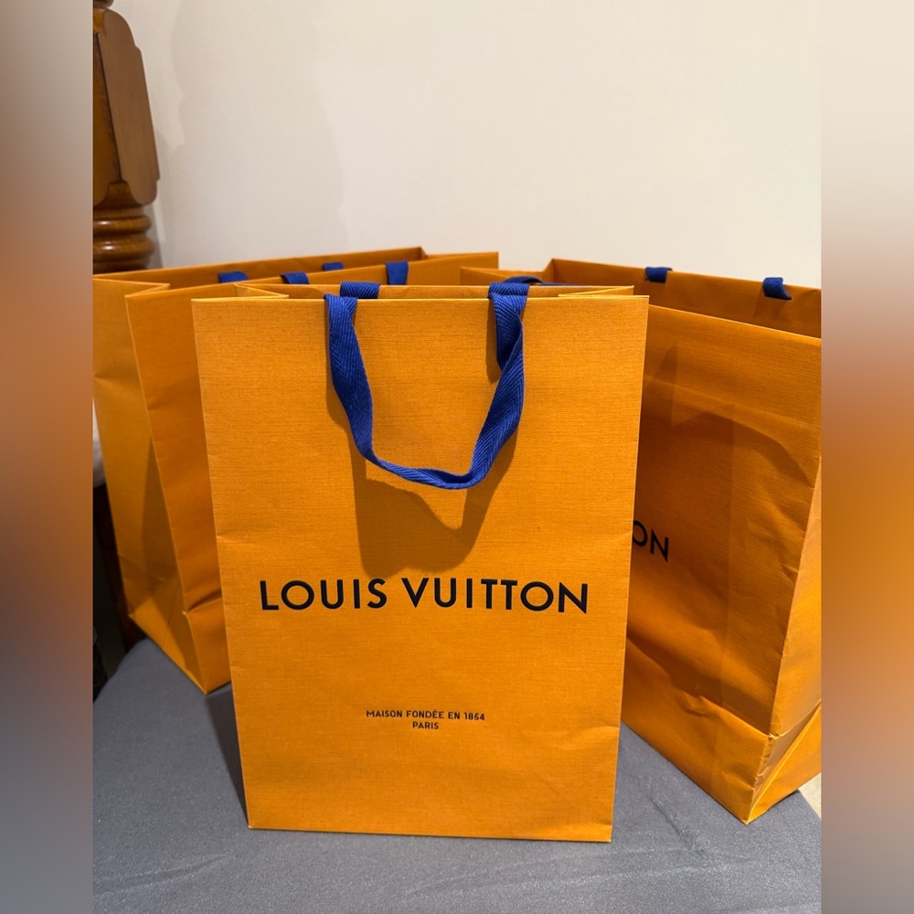 Authentic Louis Vuitton Orange Small and Medium Shopping Bags